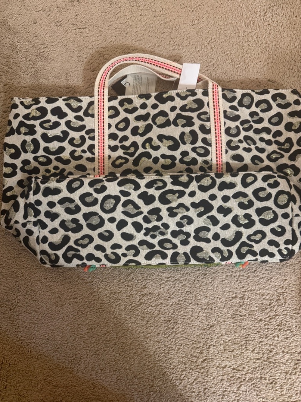 America and Beyond Embroidered/beaded Leopard Tote Bag - Green & Black-fairtrade - Picture 4 of 6
